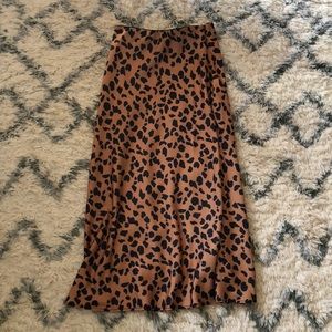 Leopard Midi Slip Skirt